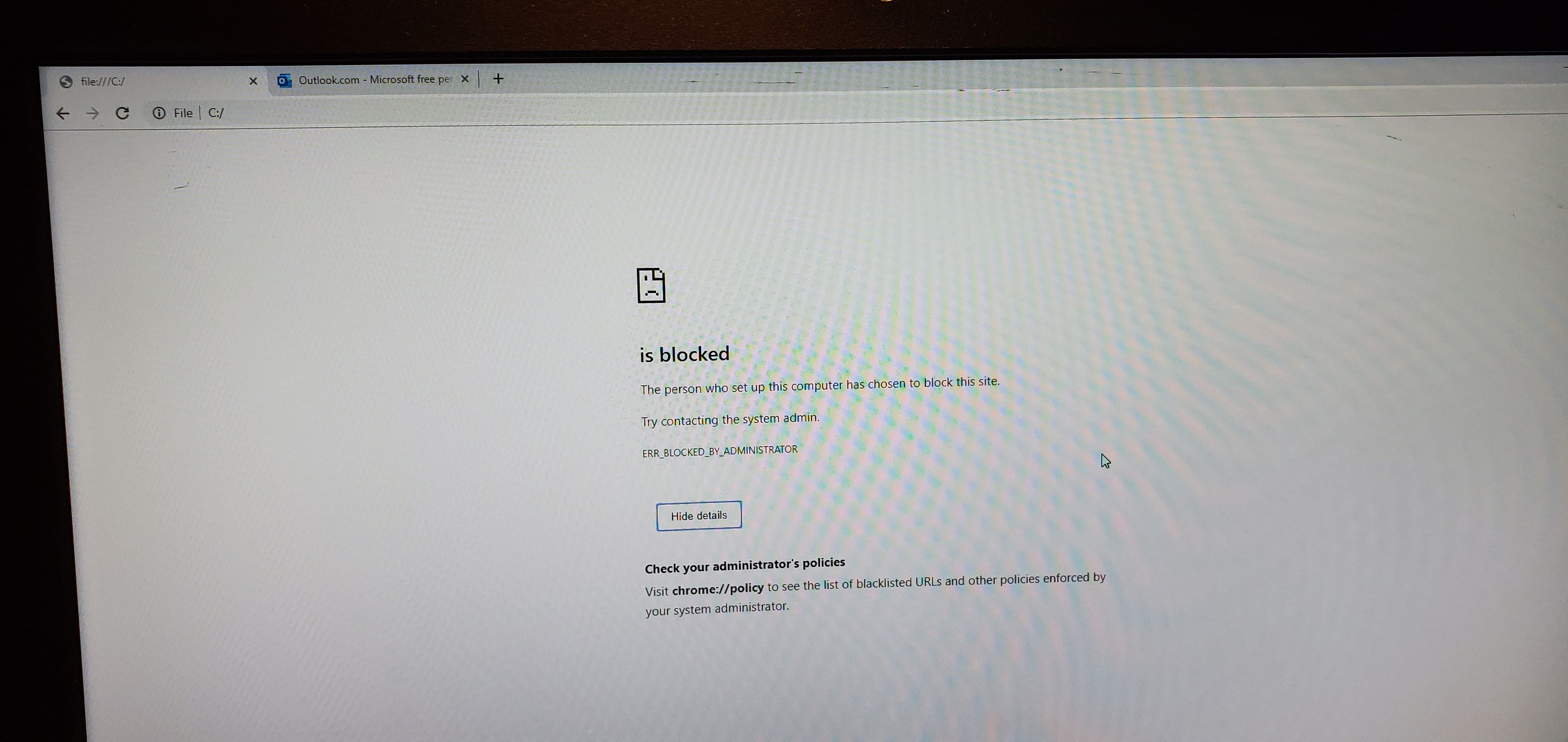 Chrome blocking access to C:\